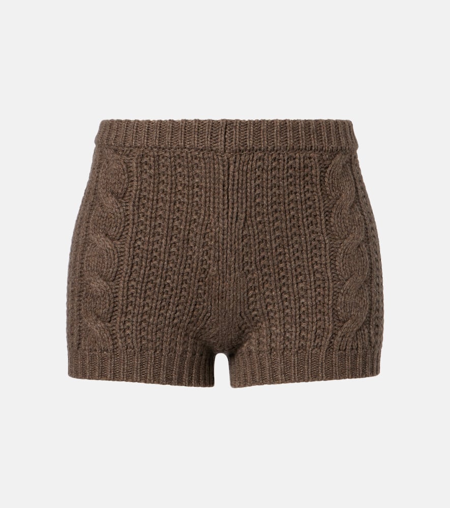 Cable-knit cashmere shorts