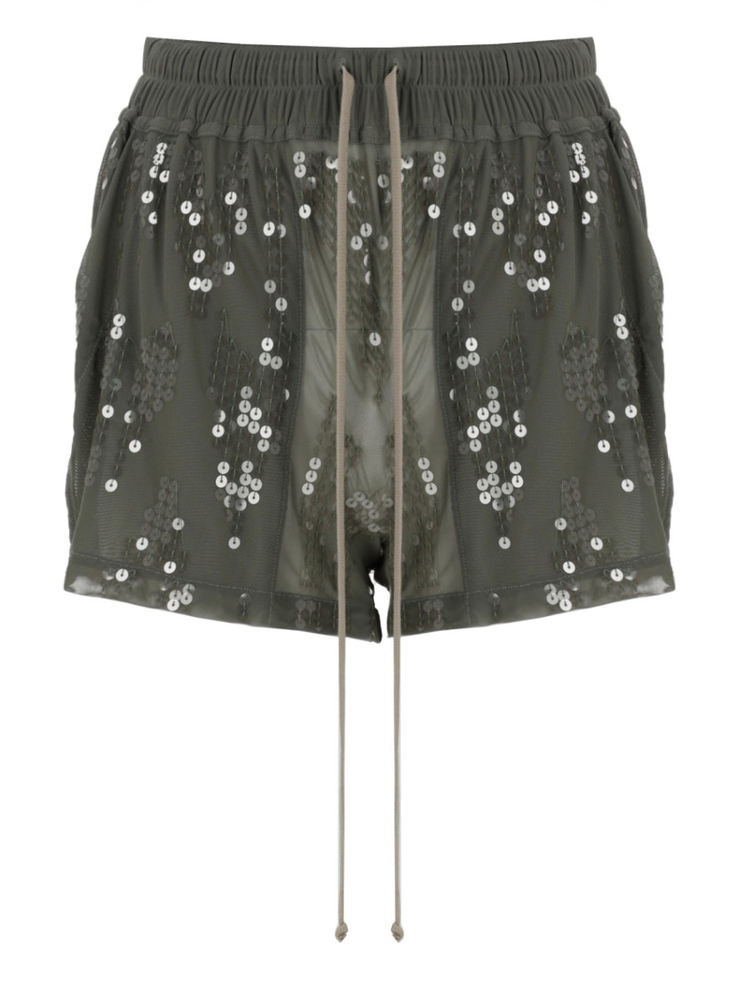 Green Nylon Embellished Shorts