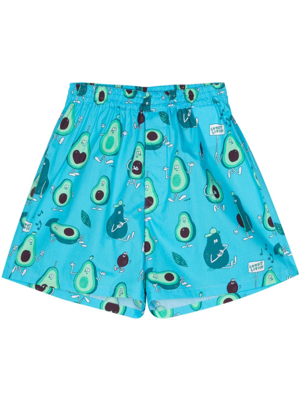 Graphic-print cotton shorts - Blue