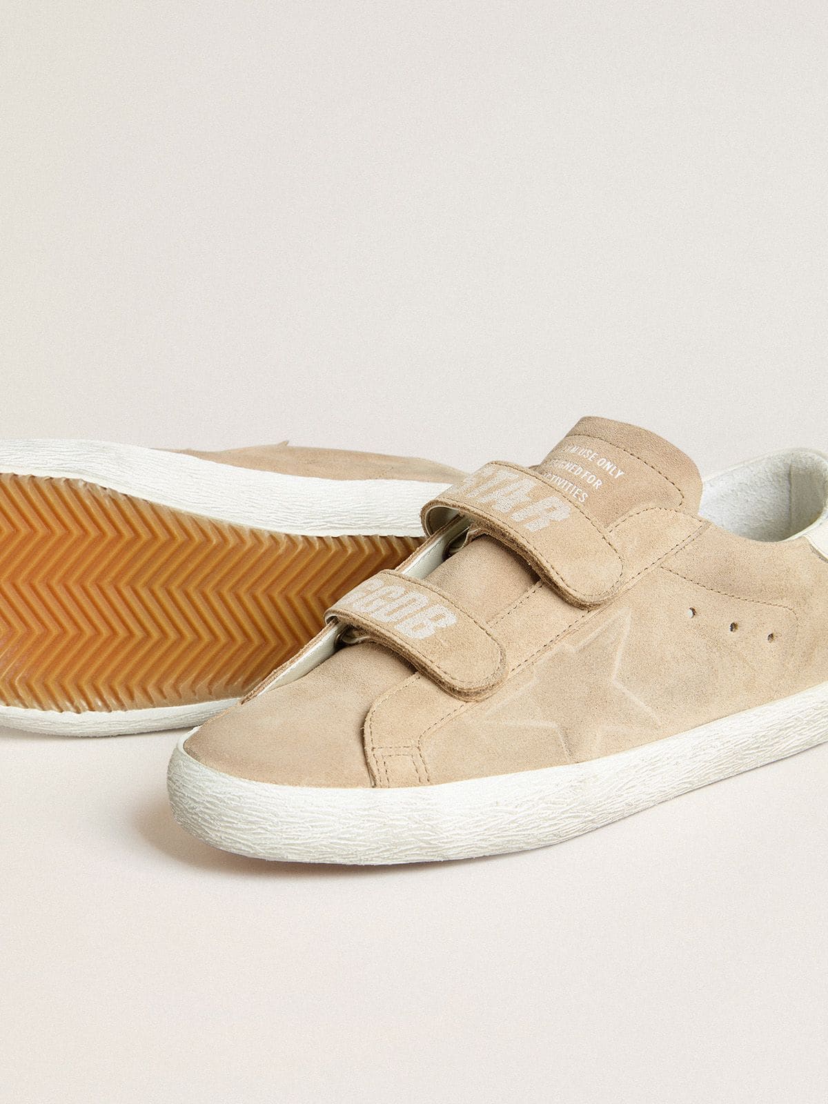 Golden Goose - Women’s Old School In Beige Suede With White Leather Heel Tab, Woman