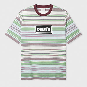 X Oasis - Stripe Logo Print T-Shirt Multicolour