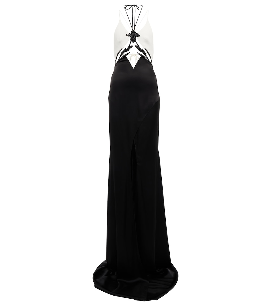 David Koma Embellished cady and satin gown