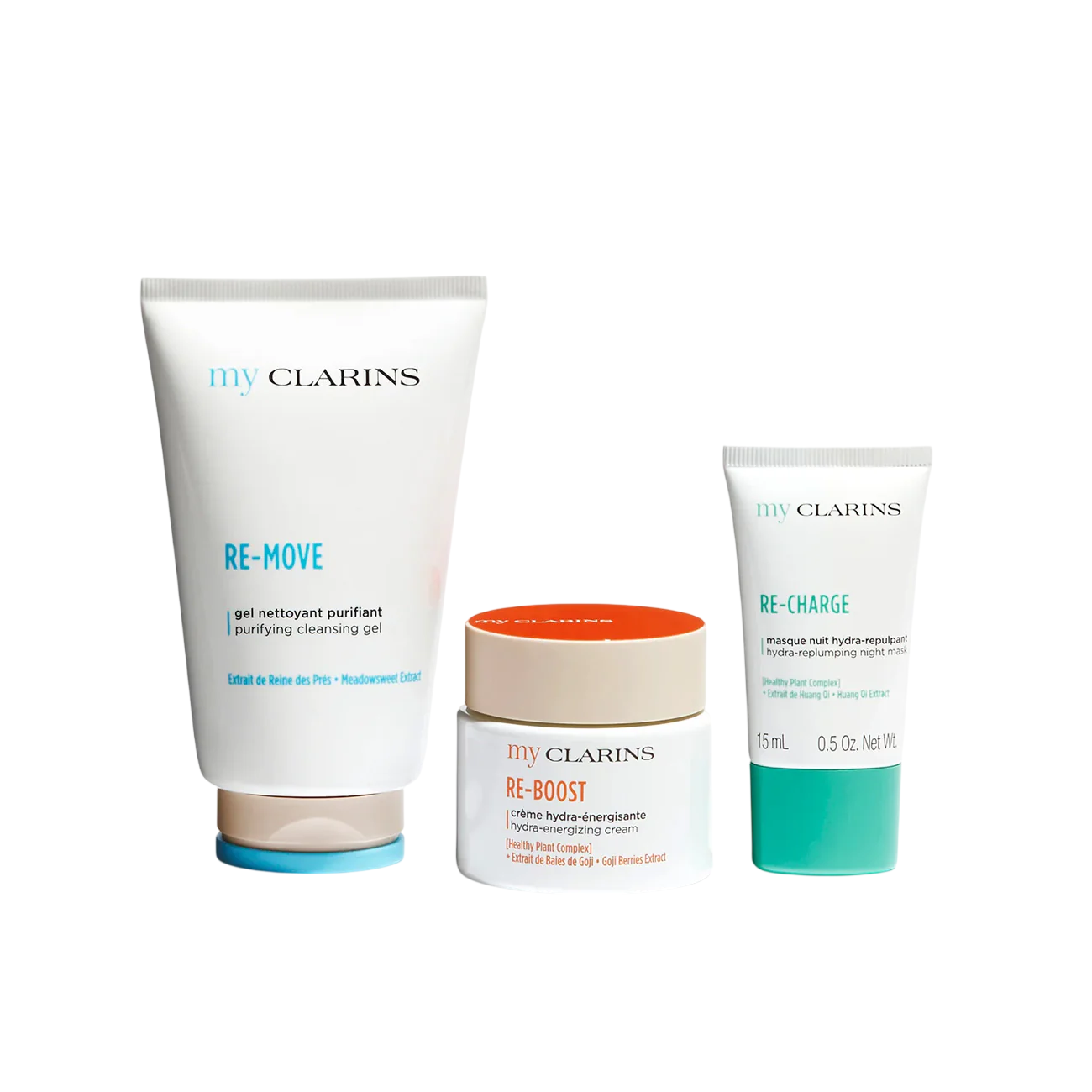 Set Clarins: My Clarins Re-Boost, Crema idratante, energizzante, Mattina, Per viso, + My Clarins Re-Charge, Maschera idratante notte per dormire