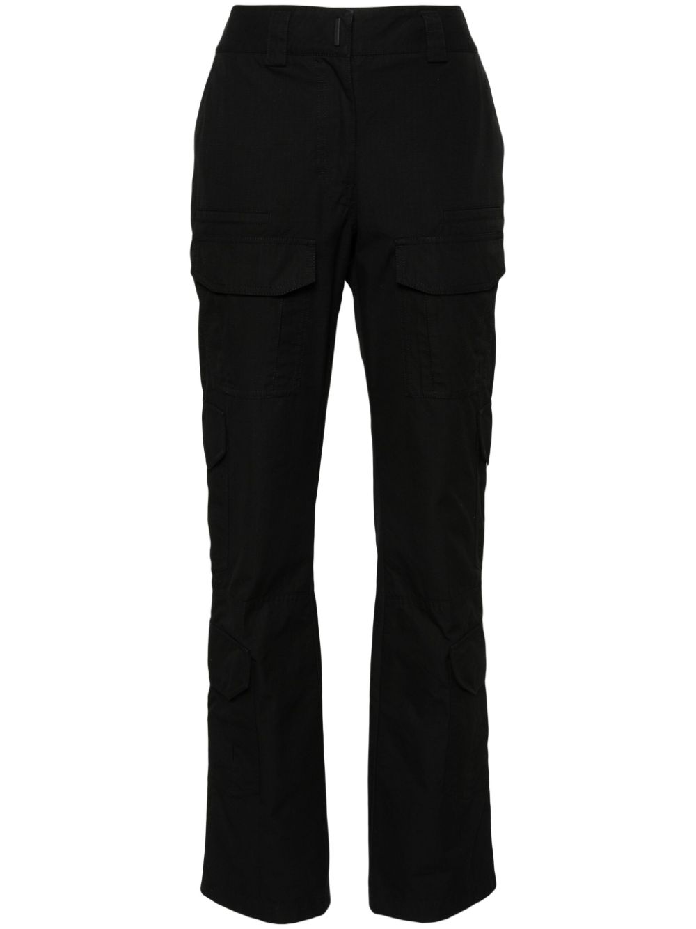 Fine-check-pattern cargo trousers - Black