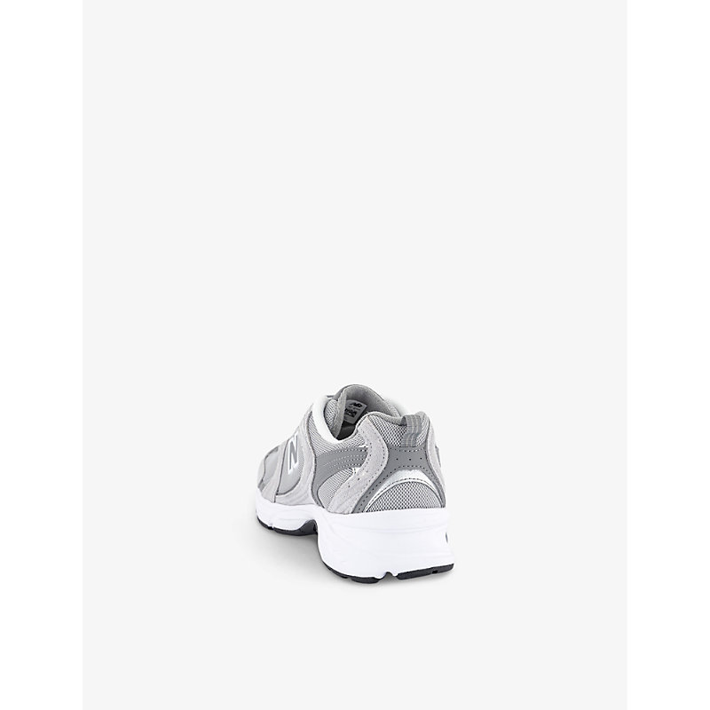 Mens Raincloud Grey White MR530 Logo-embossed Leather and Mesh Low-top Trainers