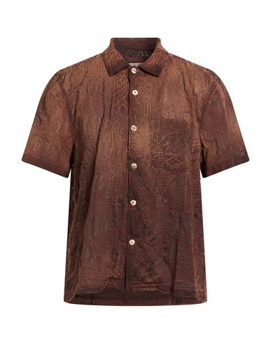 Man Shirt Brown Size S Cotton