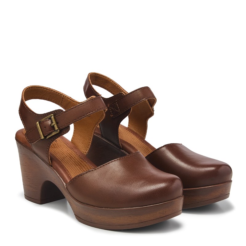 B. O.C. Women's Natasha Mary Jane Clog Shoes (Brown)