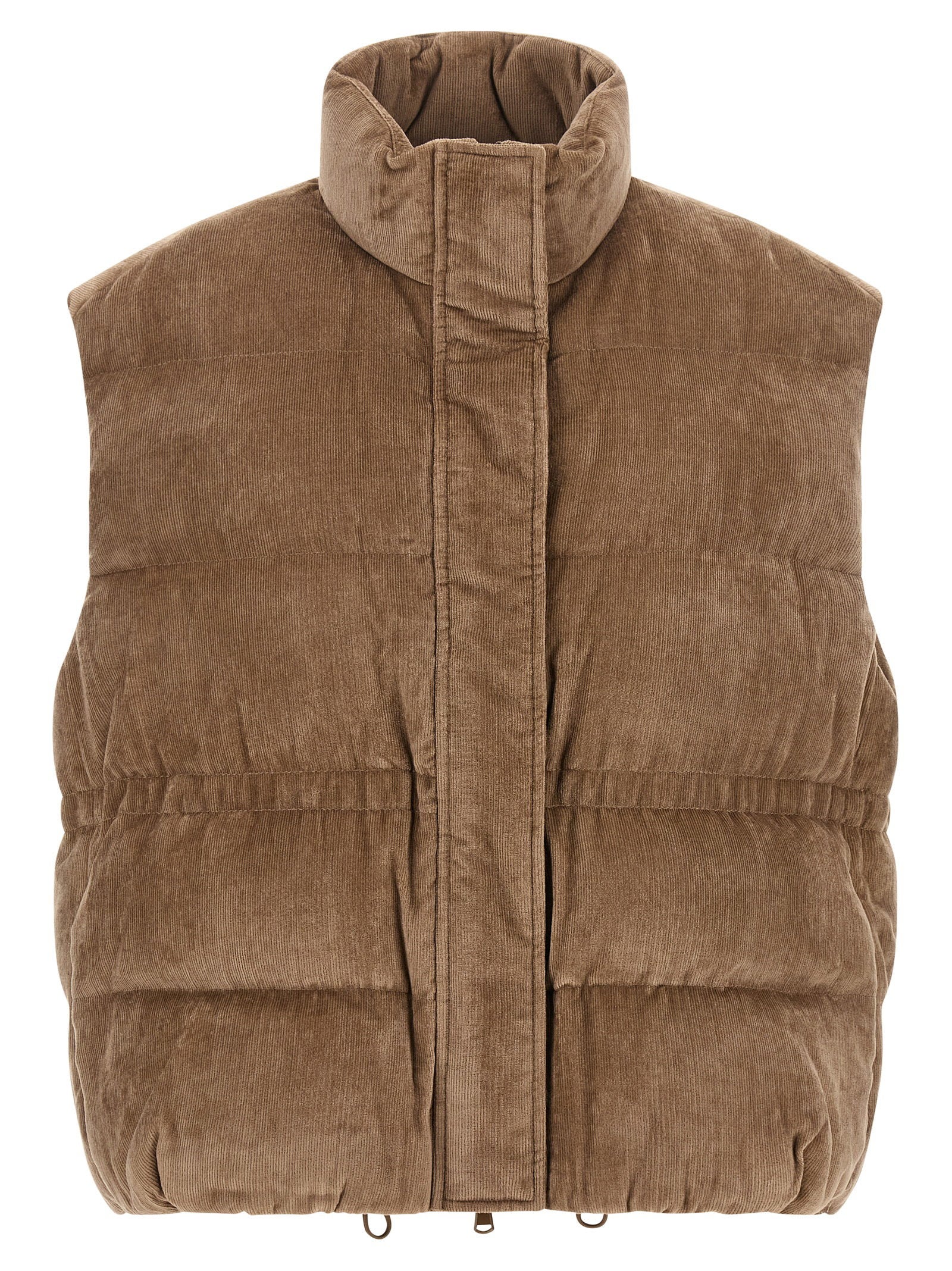 Corduroy Padded Vest — Beige