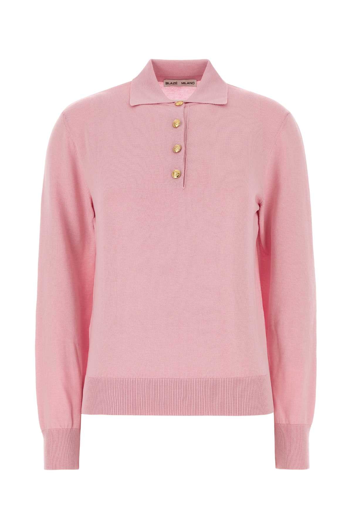 Silk-Blend Polo Shirt — Pink