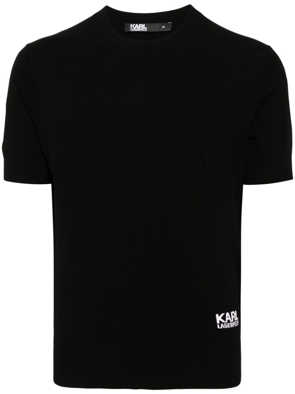 Logo-intarsia knitted top - Black