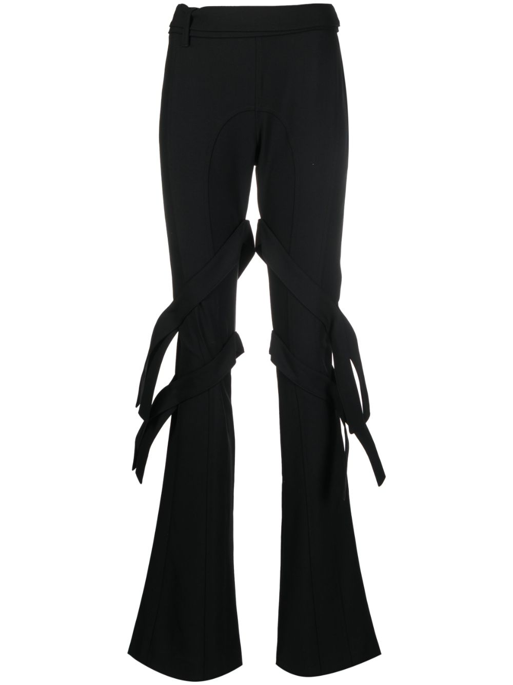 Strap-Detail Virgin Wool Trousers — Black