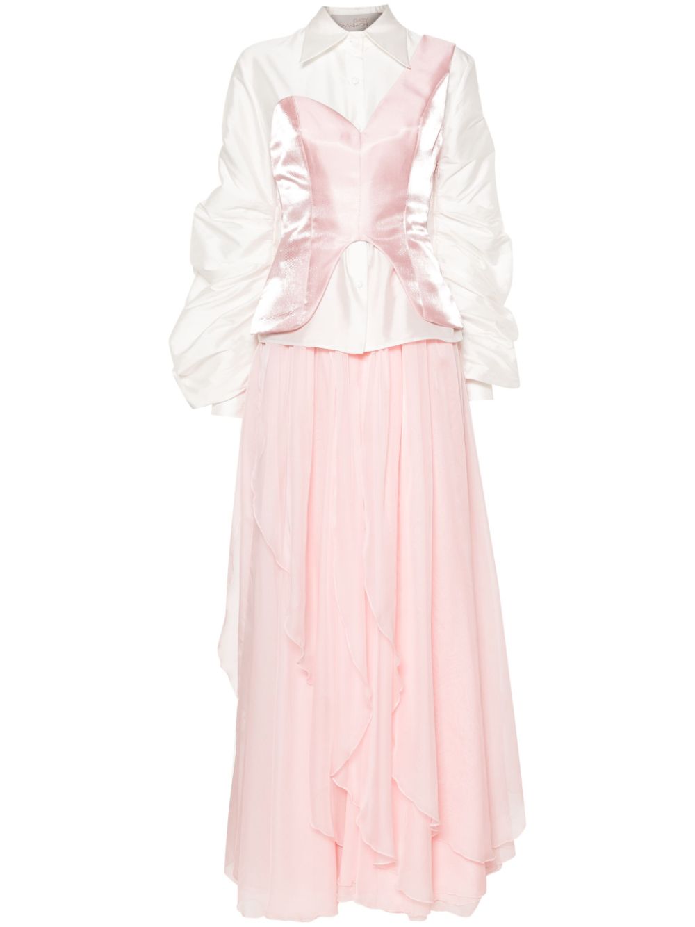 Draped flared skirt set - Pink