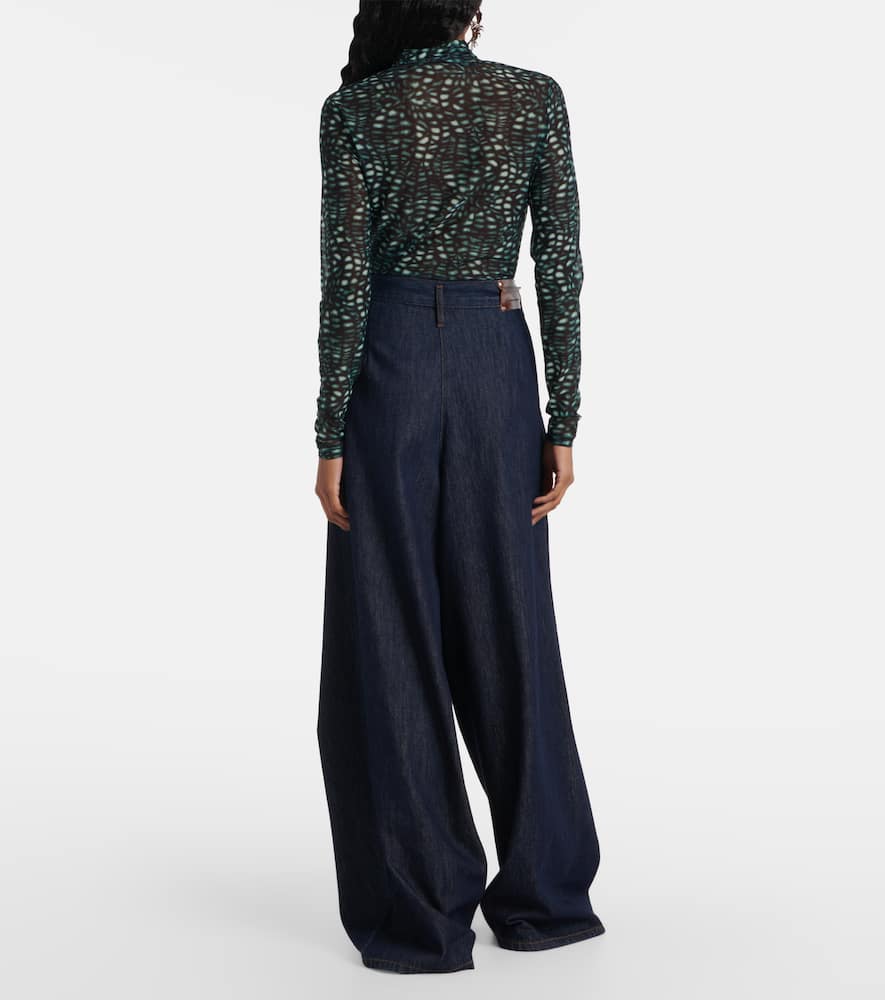 Pleated high-rise wide-leg pants