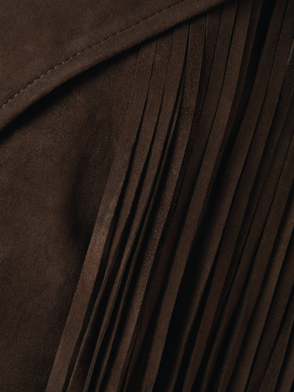 Cassidy Belted Fringed Suede Jacket - Brown