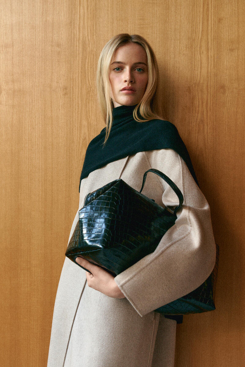 Frieze Bowling Bag - Croc-Effect Leather