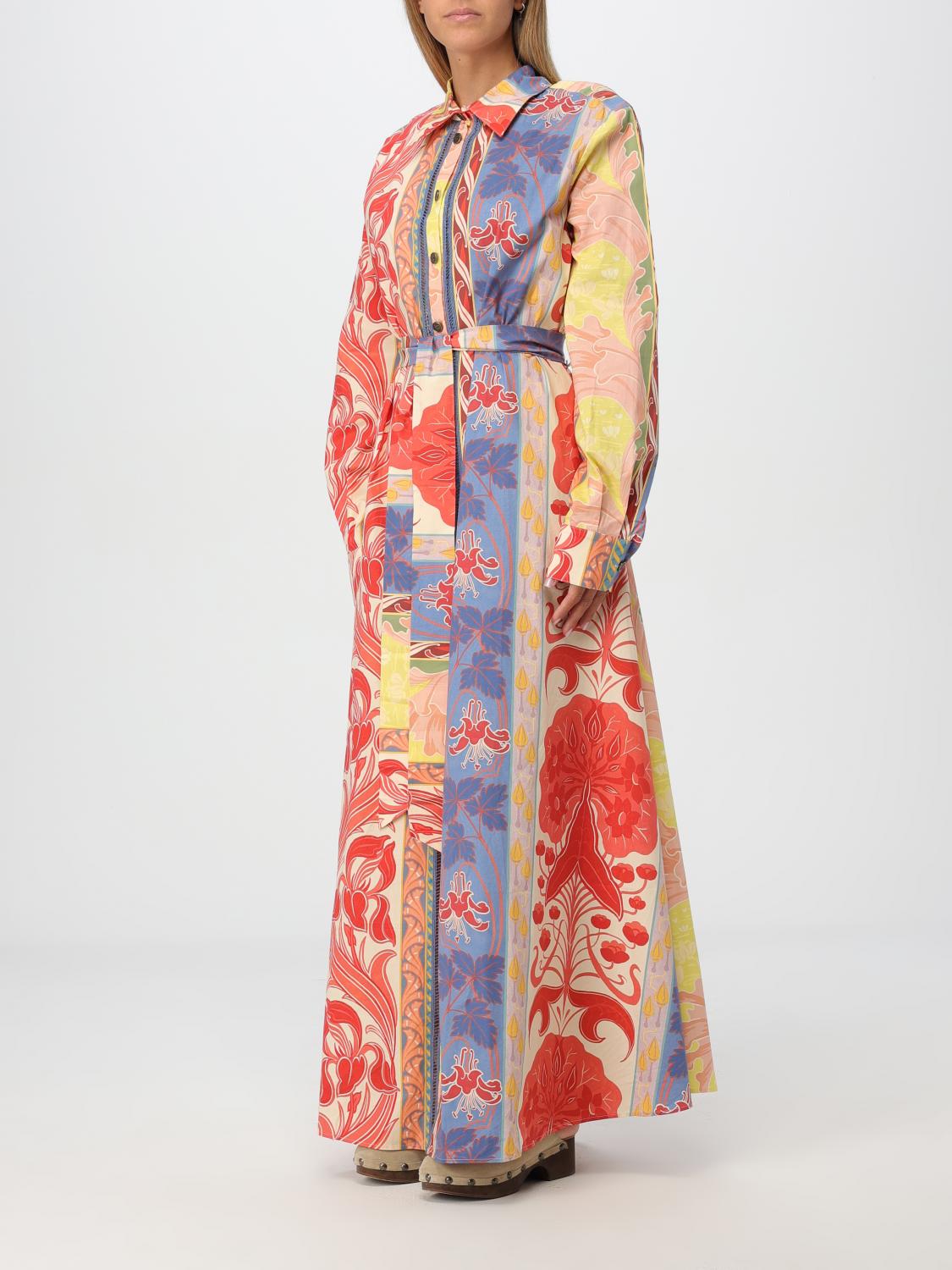 Summer cotton-blend shirt dress - Red
