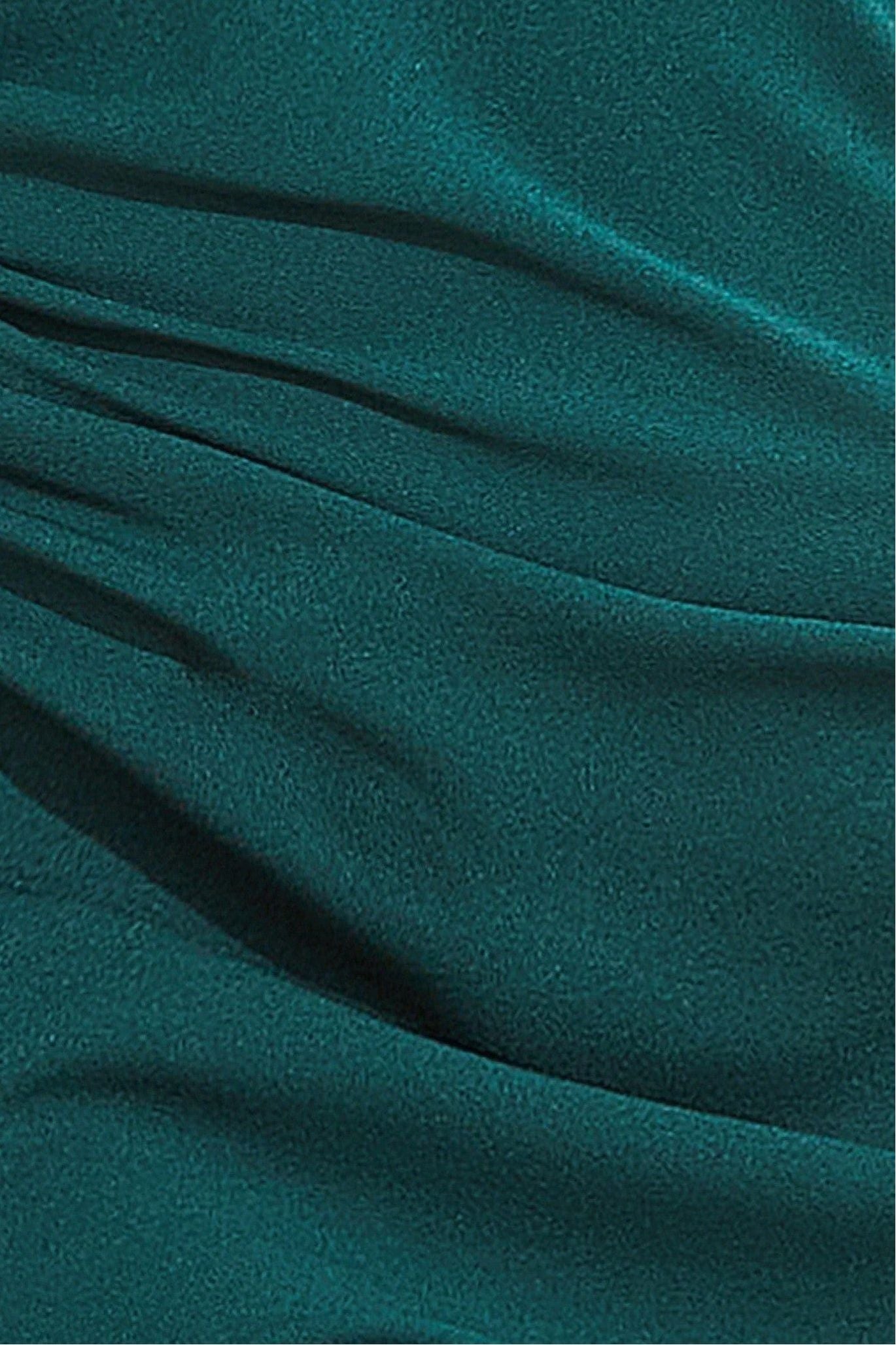 Goddiva One Shoulder Front Split Scuba Maxi - Emerald Green