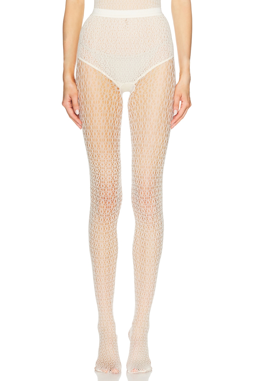 Wolford Daisy Net Tights in Buttercream - Cream. S also in