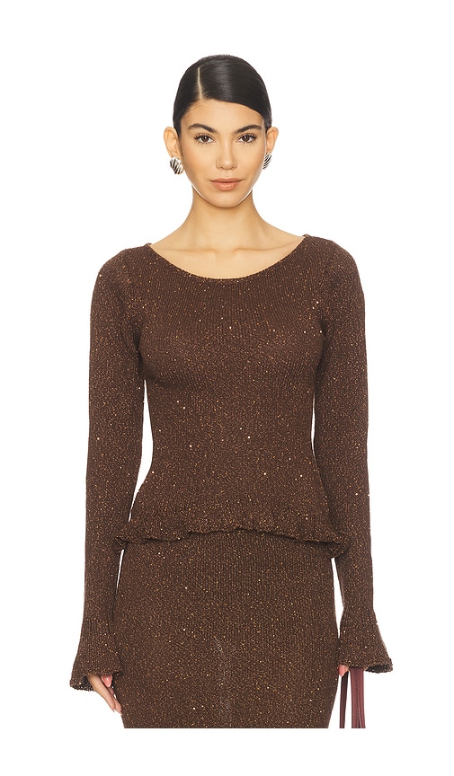 ASTA RESORT Michaela Longsleeve Top in Chocolate. - S also in L