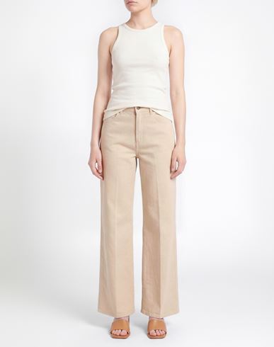 Woman Jeans Beige Size 8 Cotton, Elastane
