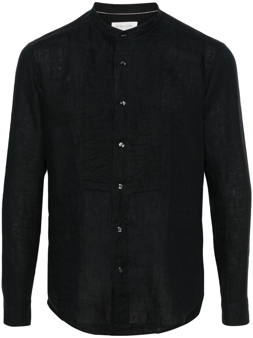 Pintuck-detail linen shirt - Black