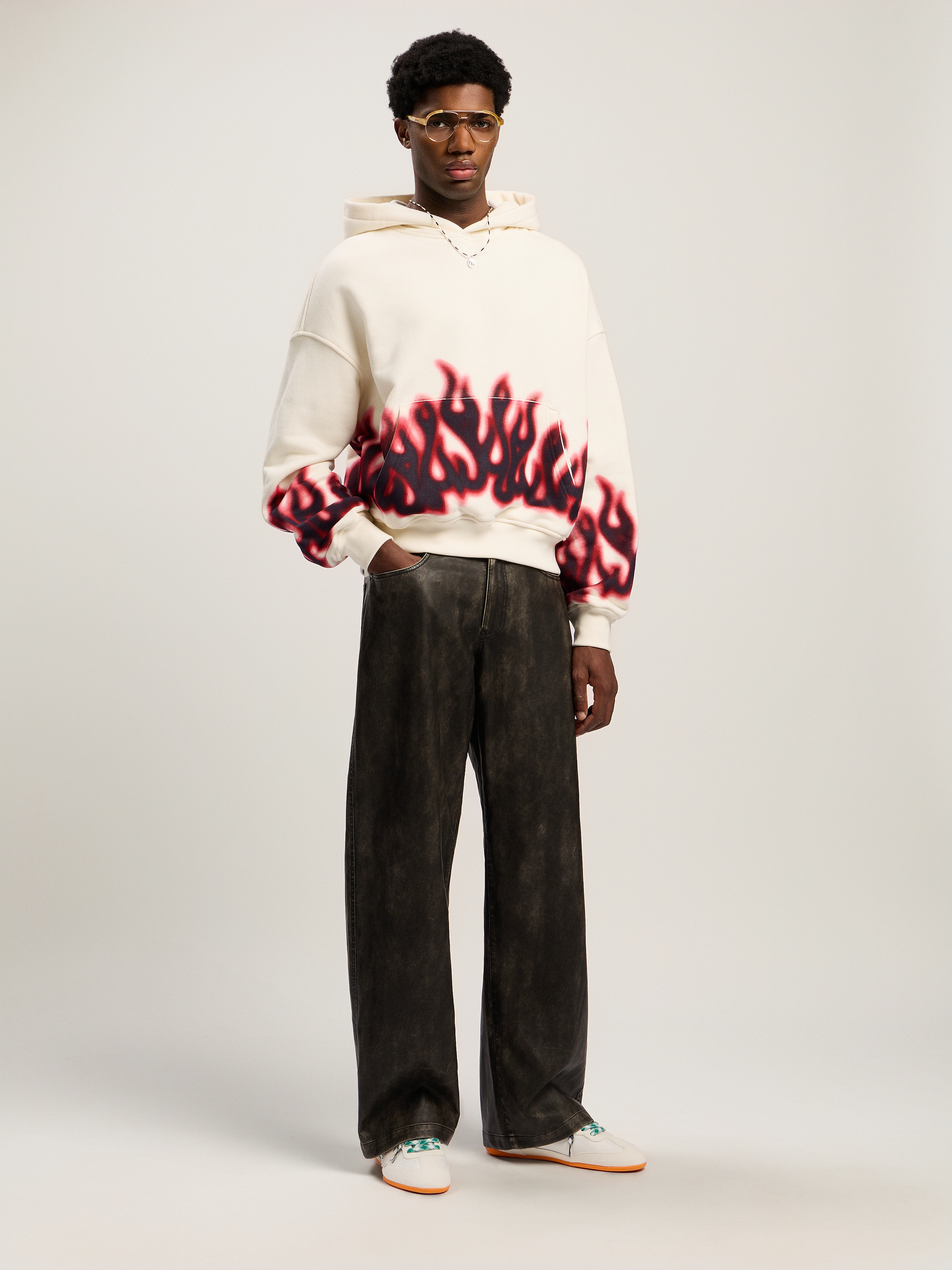 Flames Loose Hoodie Man  Off White
