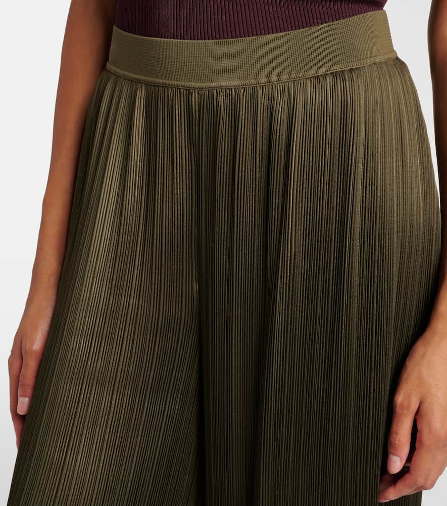 Amber plissé satin wide-leg pants