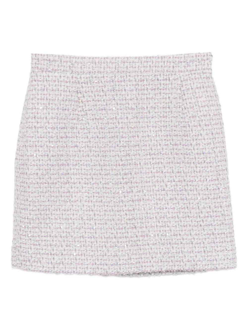 Sequin-embellished tweed skirt - White