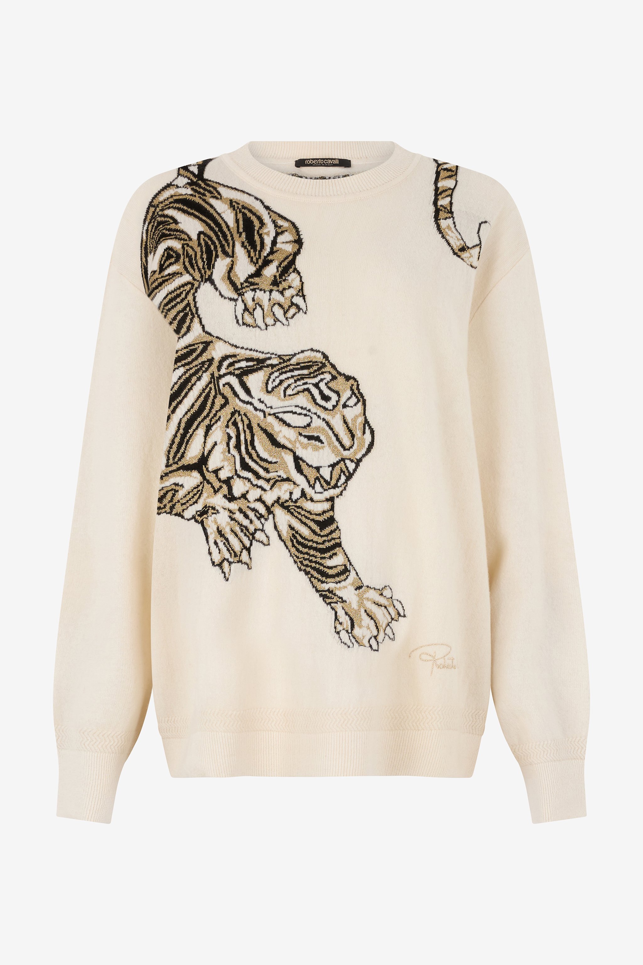 Wool Sweater With Tiger Motif