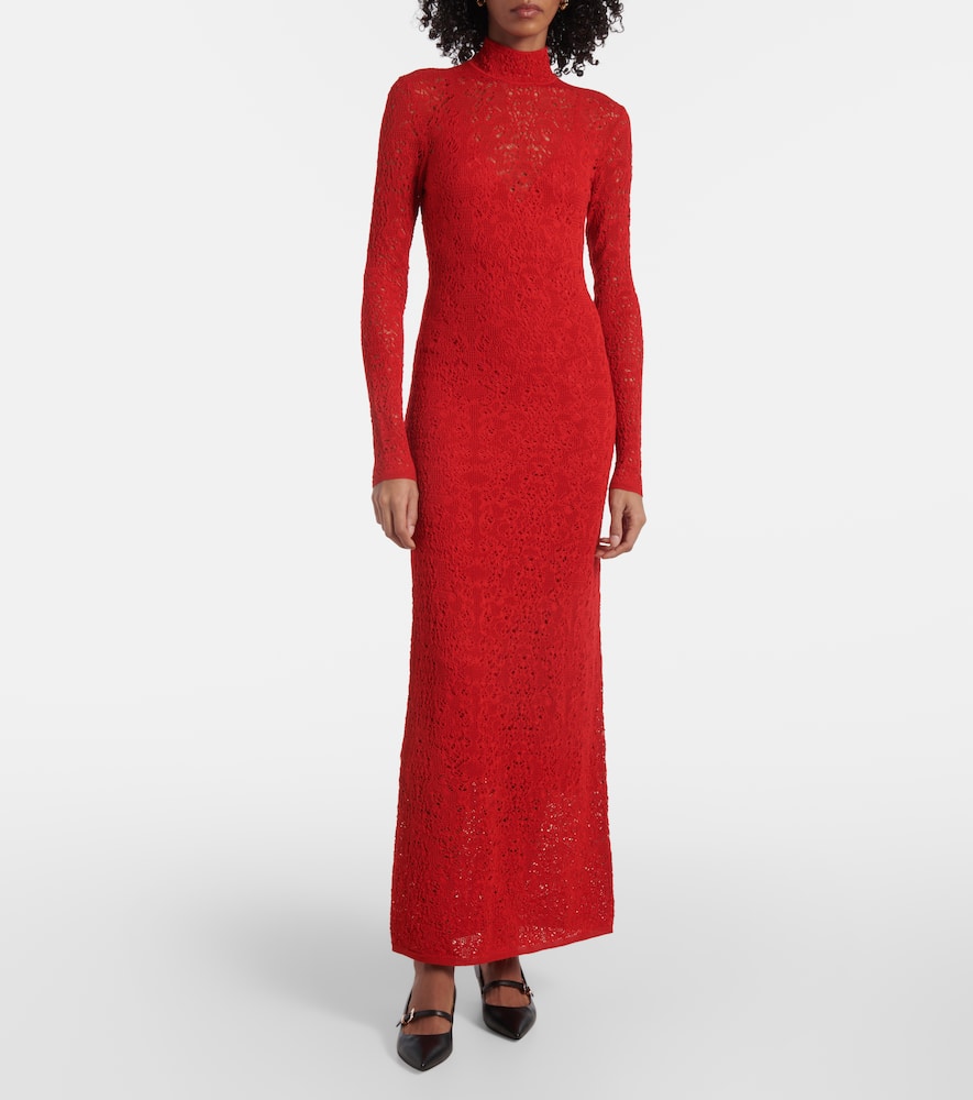 Lethe pointelle wool and silk maxi dress