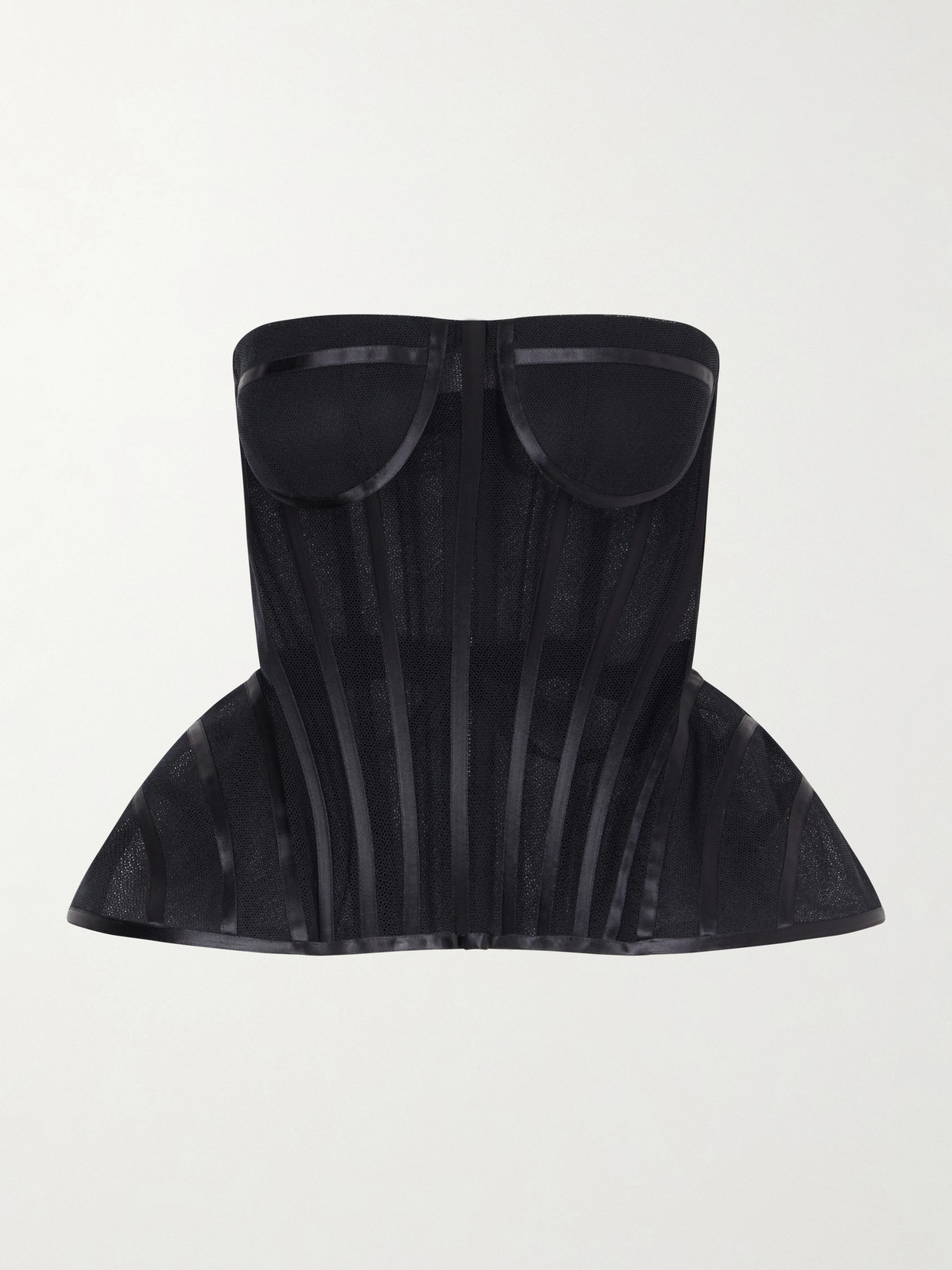 Strapless Tulle Bustier Top - Black