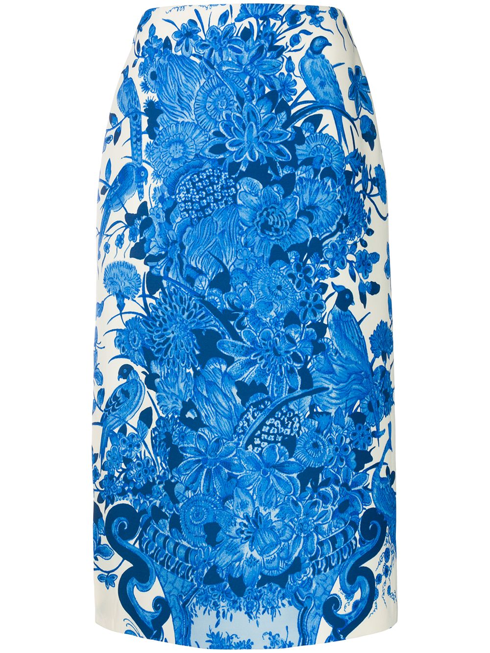 Floral-print mid-length skirt - Blue