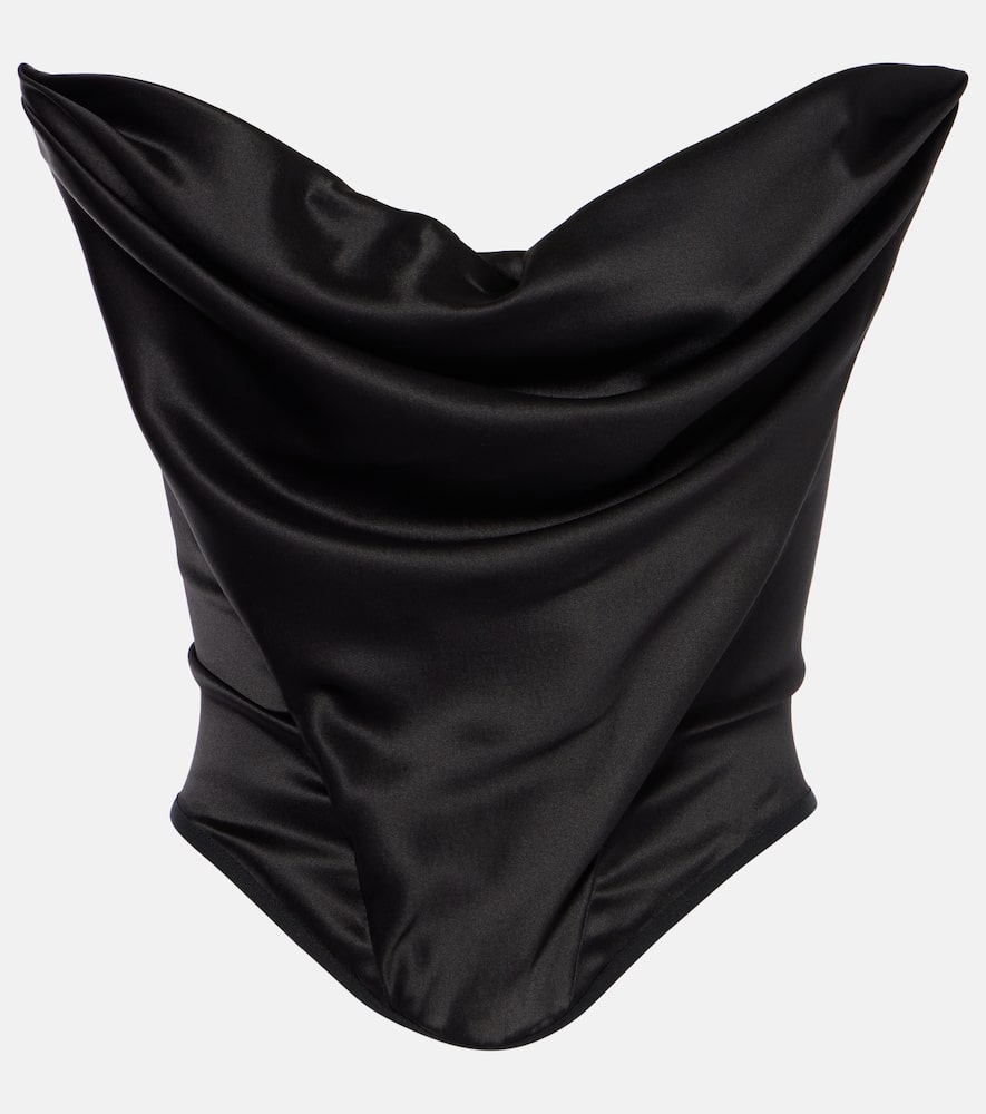 Draped silk-blend satin corset