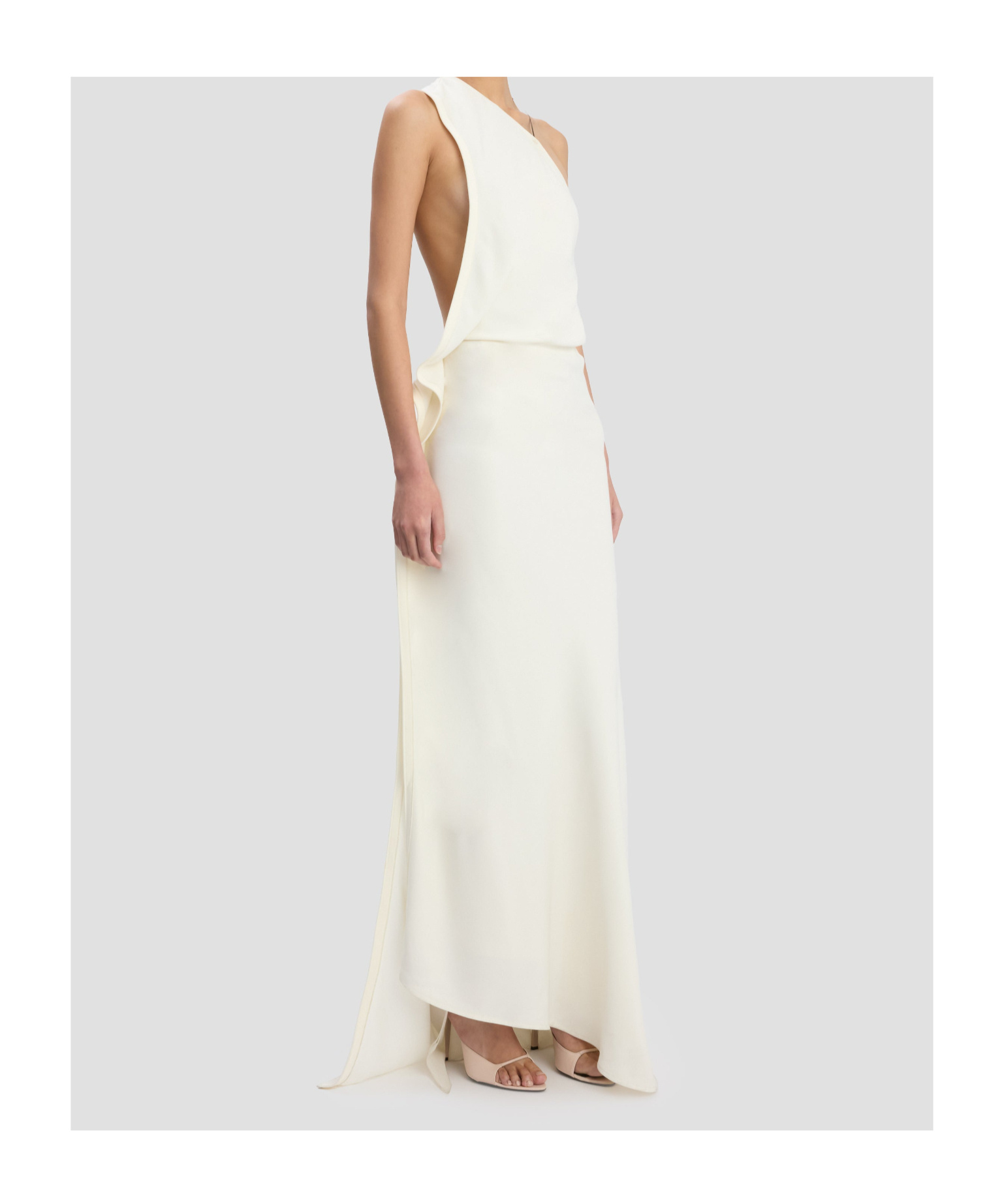 One-Shoulder Chain Detail Dress In Ivory