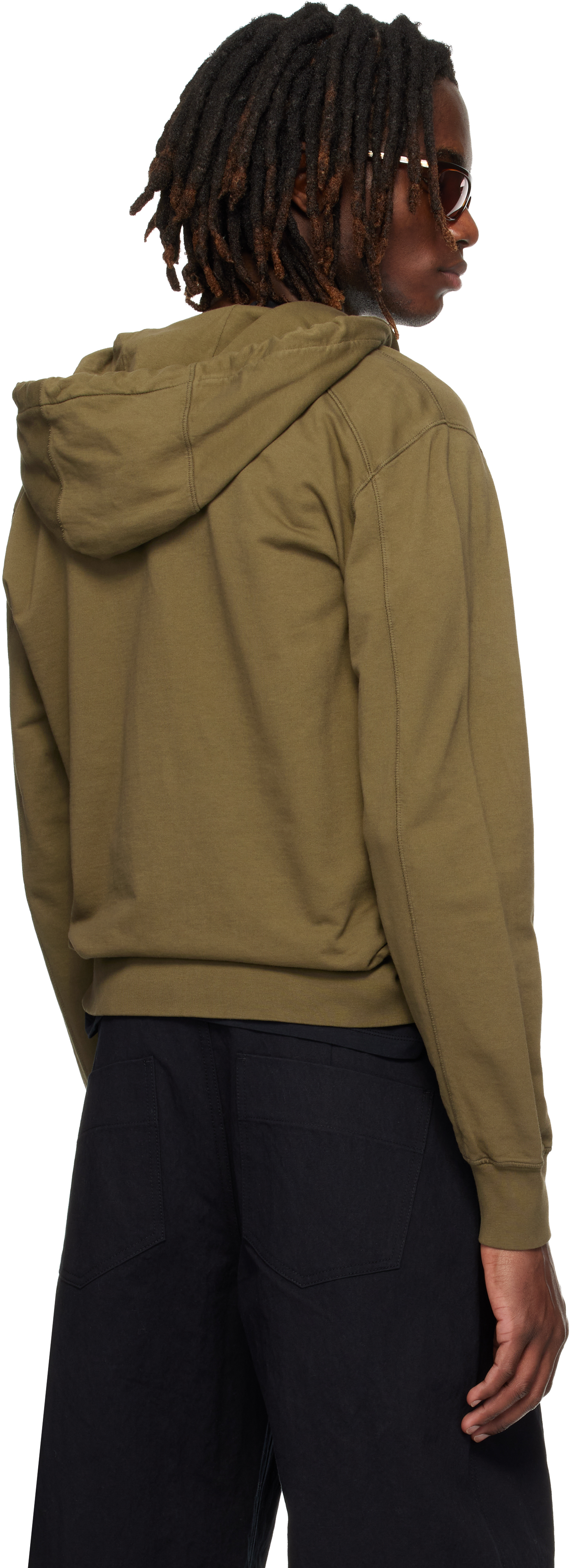 Khaki Light Fleece Zip Lens Hoodie