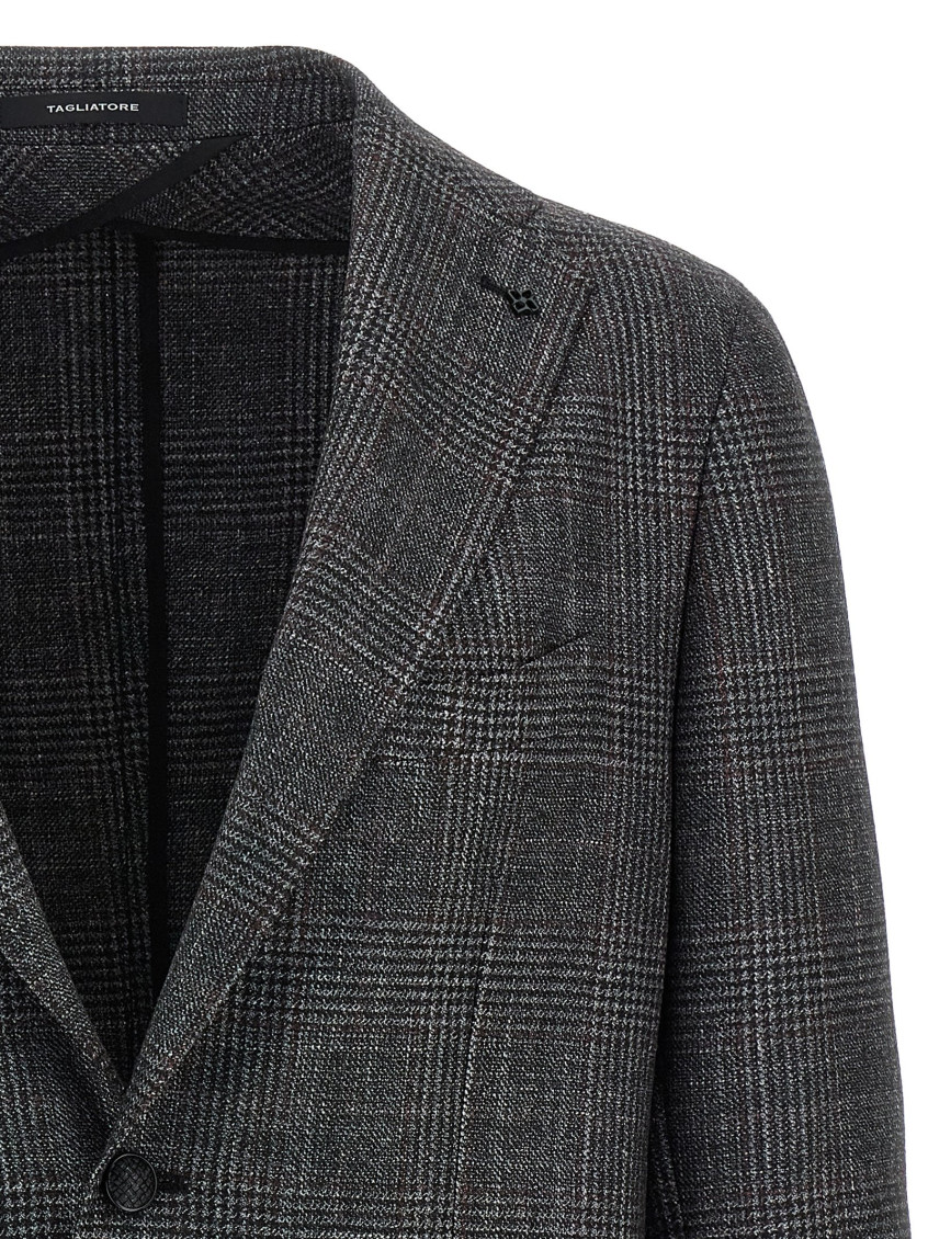 Check Patterned Blazer Gray