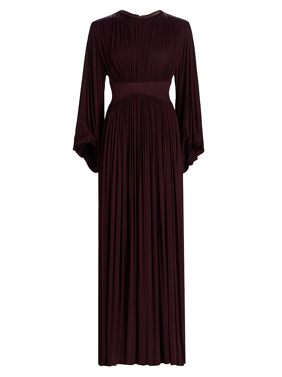 Women's Luna Billow Pleated Maxi Dress - Mahogany