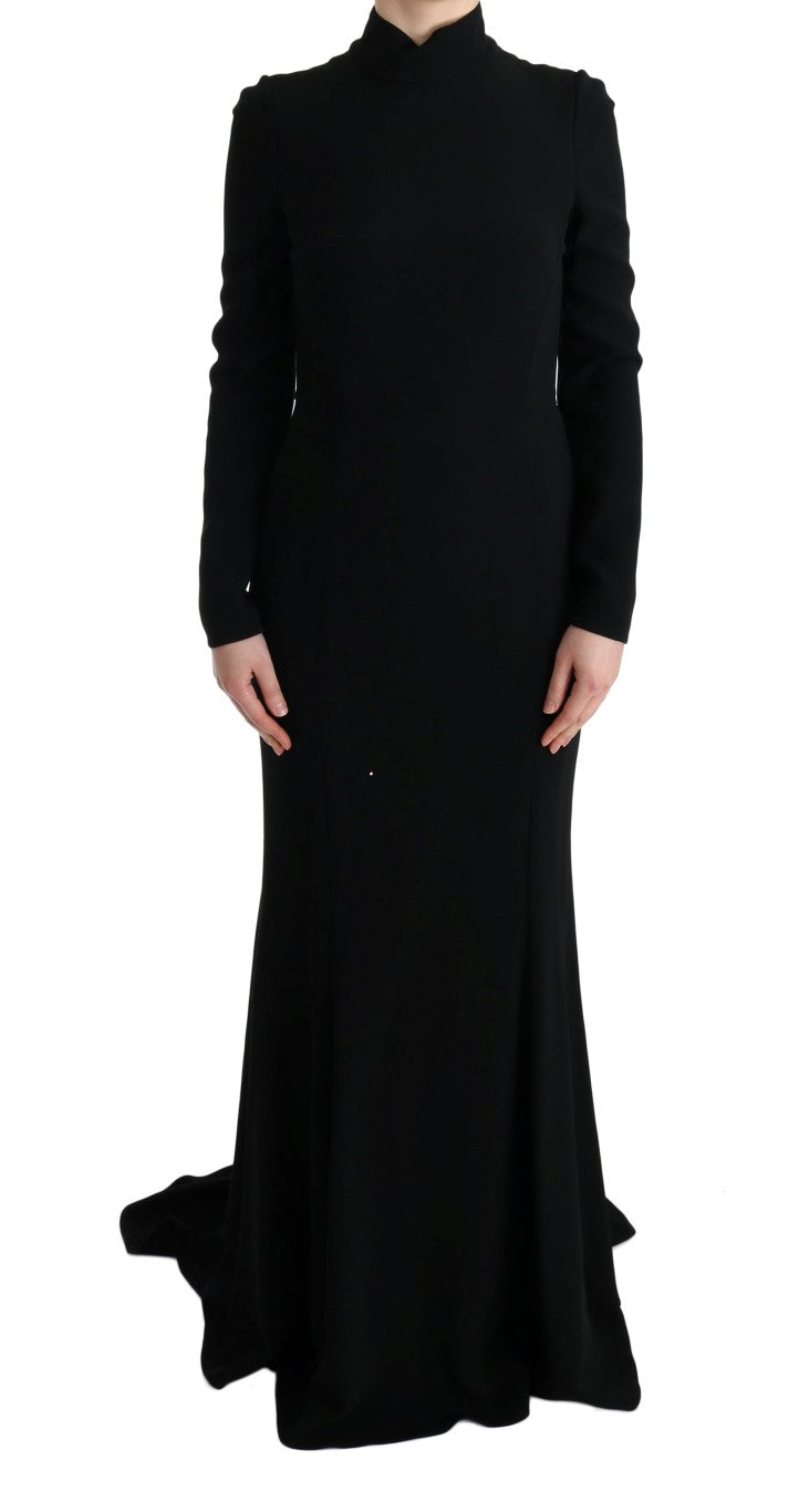Stretch Knit Sheath Gown Dress — Black
