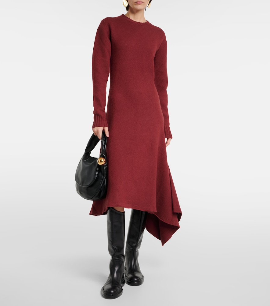 Asymmetric wool maxi dress