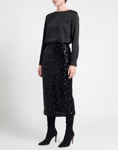 Woman Midi skirt Black Size M Polyester, Elastane