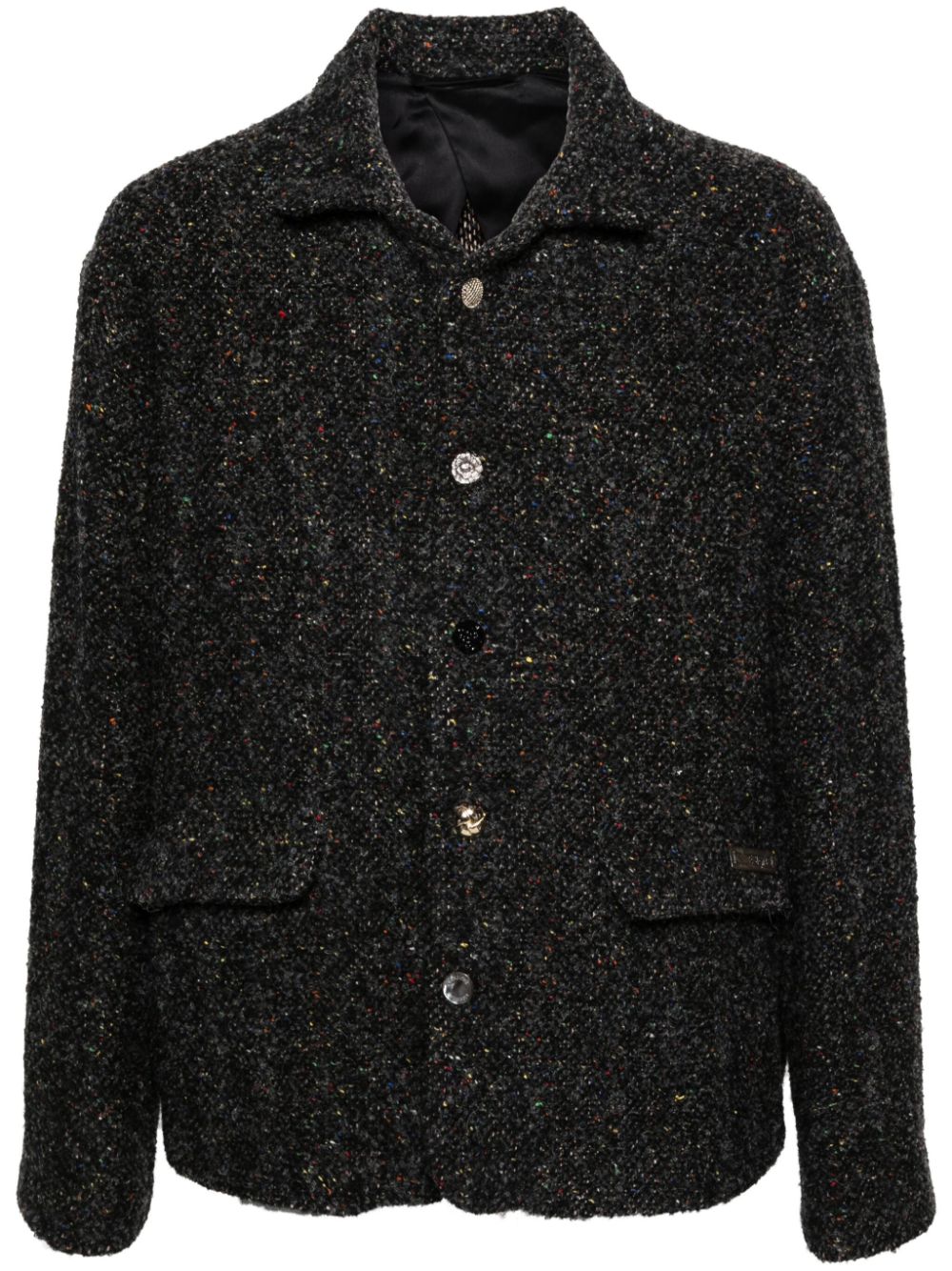 Bouclé single-breasted blazer - Black