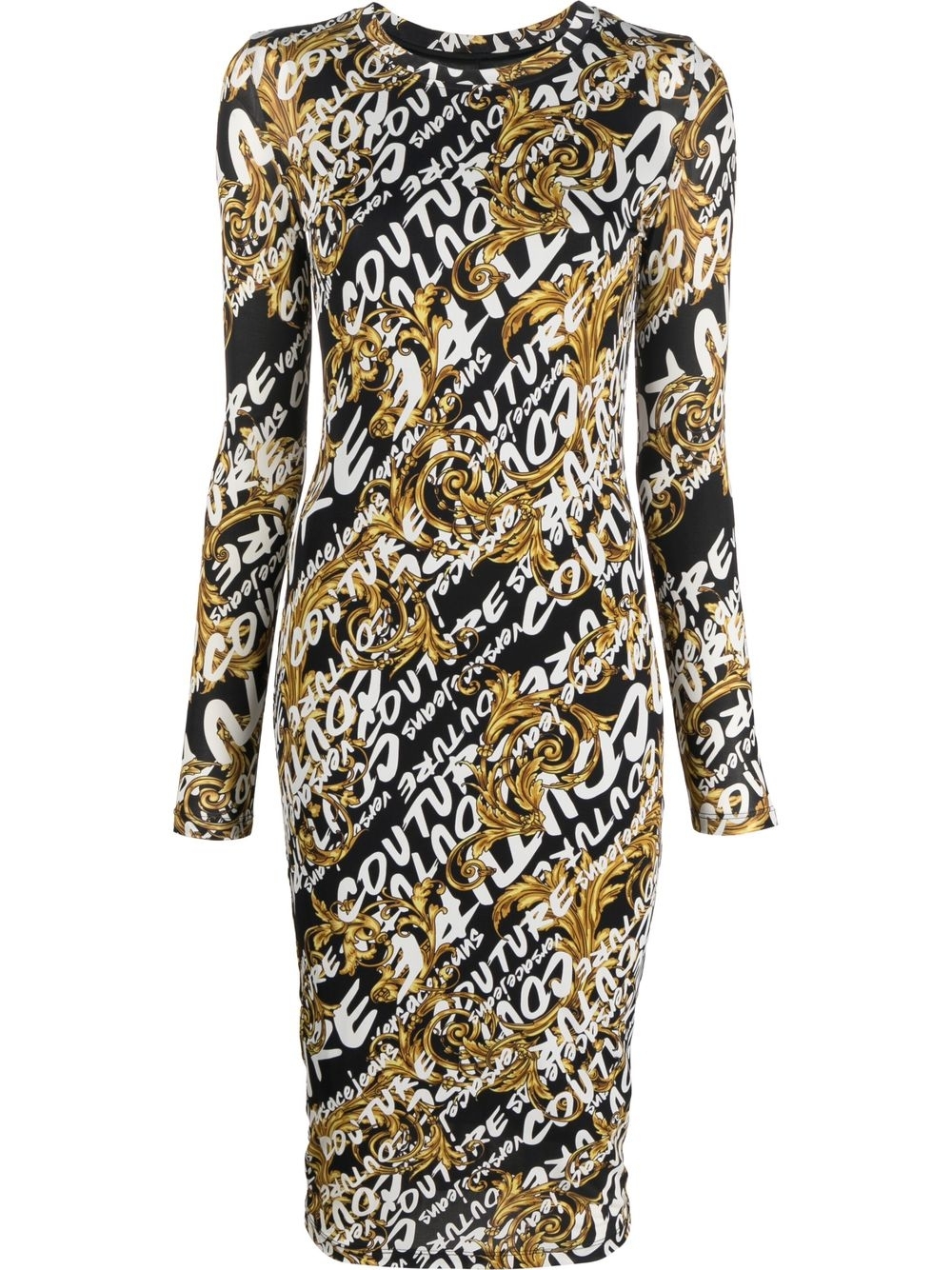 Barocco logo-print midi dress - Black