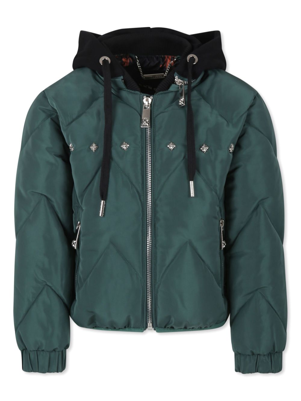 Stud-embellished puffer jacket - Green