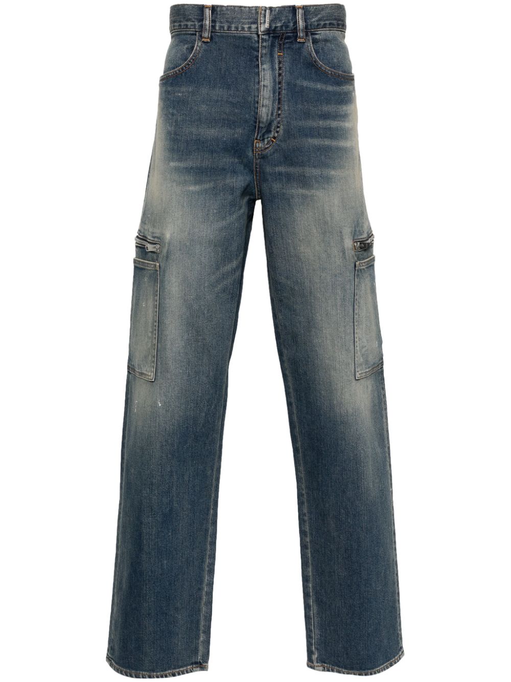 Straight-leg cargo jeans - Blue
