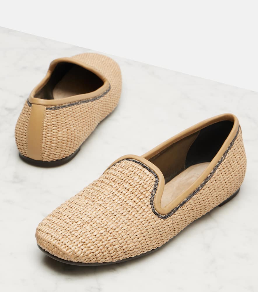Brunello Cucinelli Monili raffia loafers