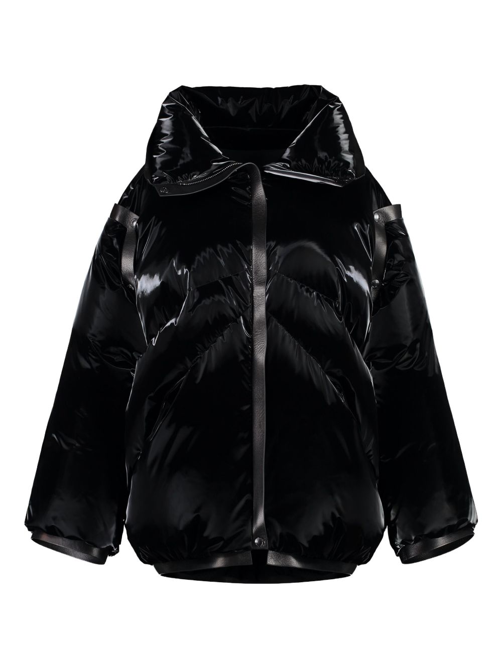 Leather padded jacket - Black