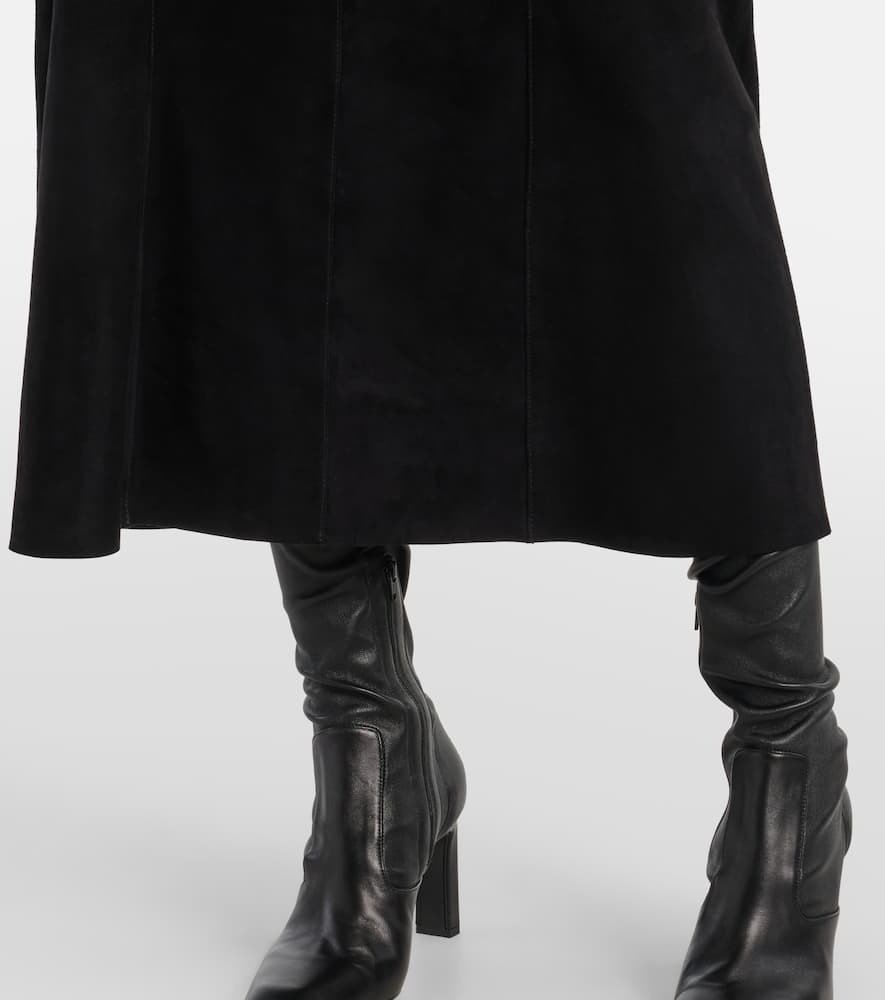 Edwina high-rise suede midi skirt