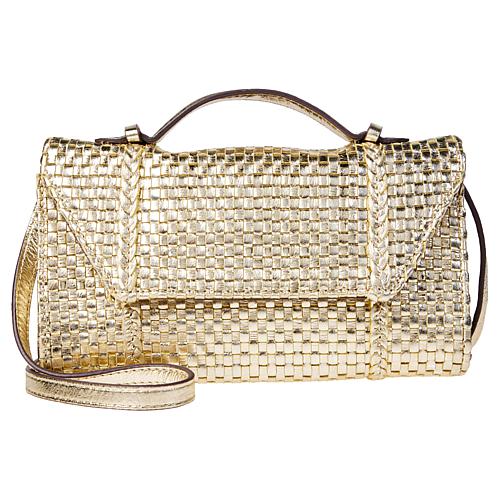 Woven Crossbody Clutch Handbag - Metallic - One Size