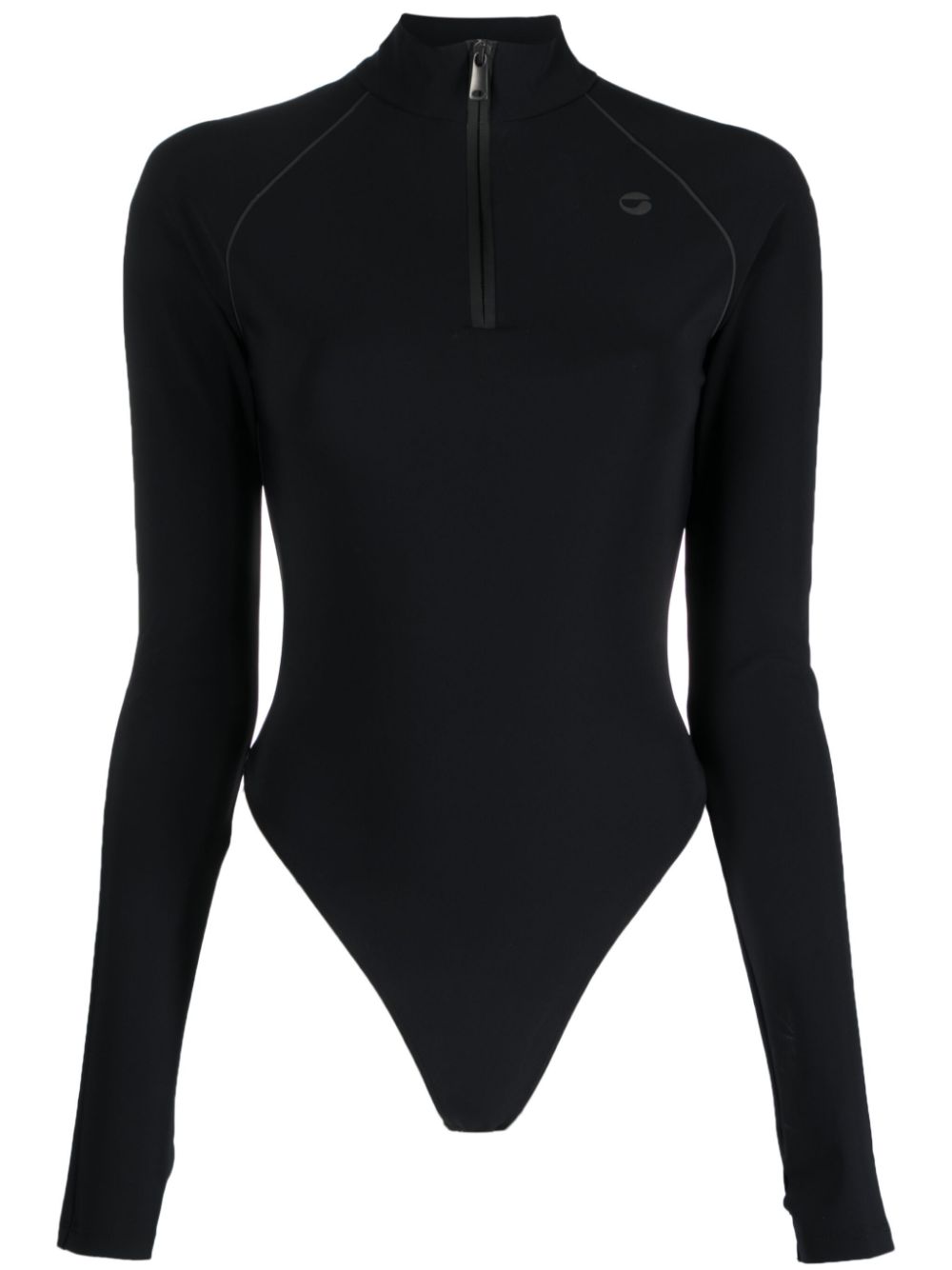Stand-up collar long-sleeve top - Black
