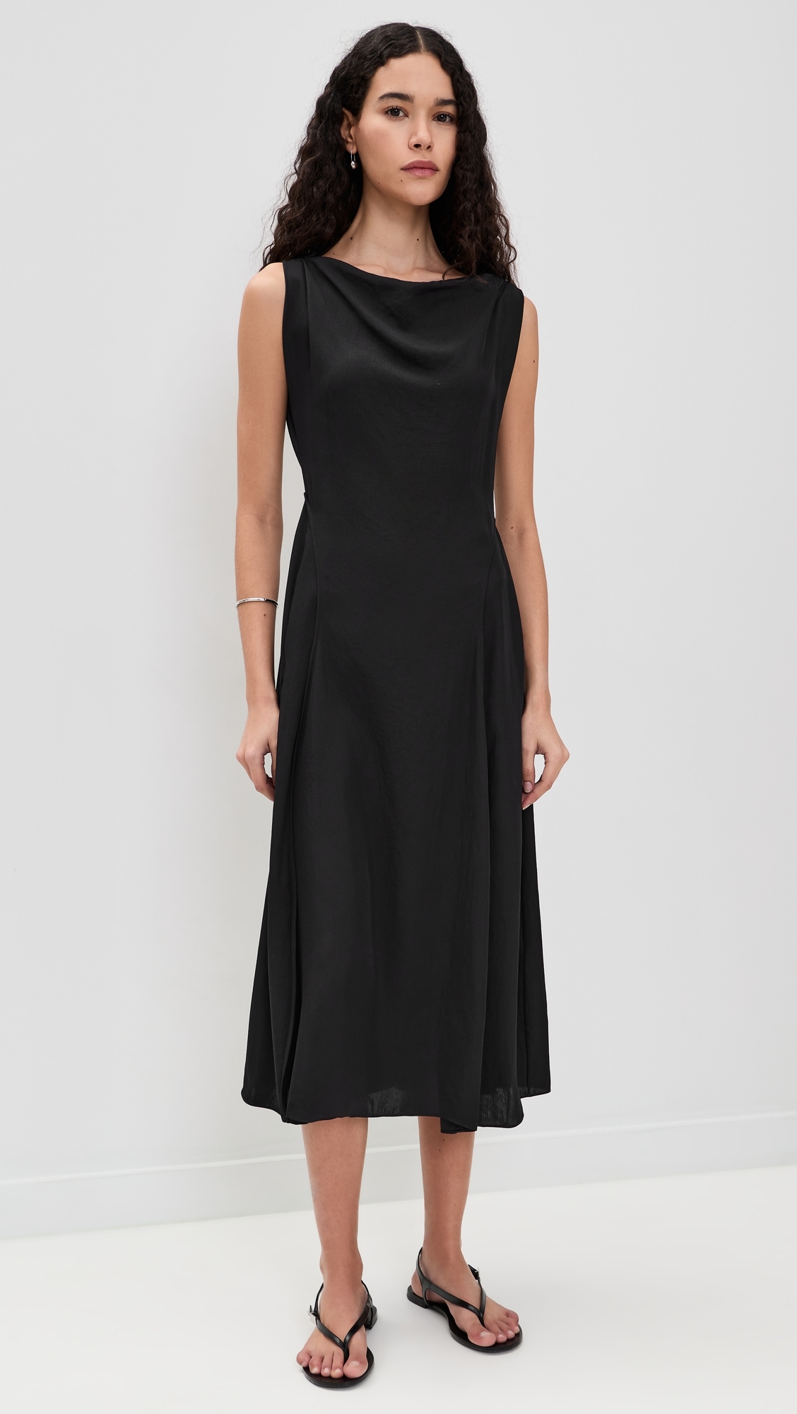 Draped Parachute Dress Black